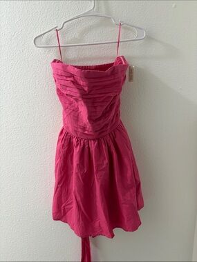 Hollister Hot Pink Smocked Strapless Dress